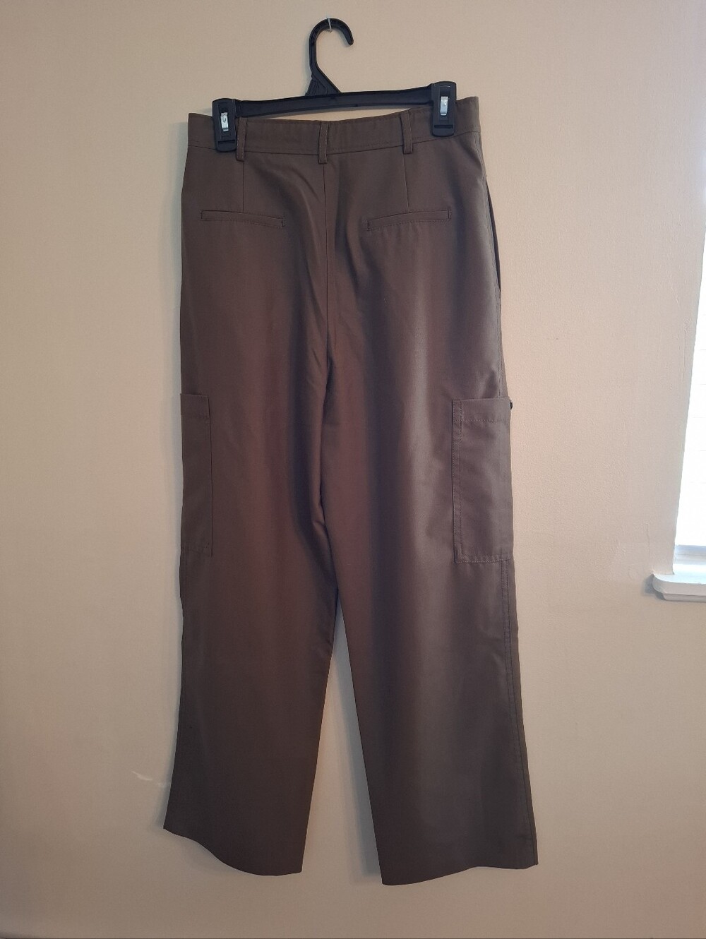 ZARA Women's Chocolate Brown High Waisted Wide Leg Cargo Casual Dress Pants - Picture 2 of 10